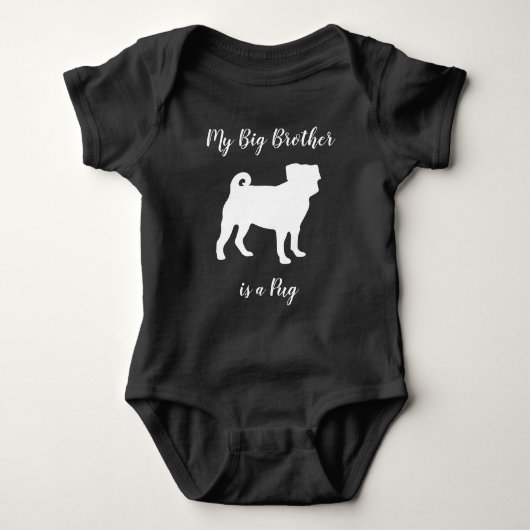 Pug Dog Silhouette Big Sibling Romper (Voorkant)