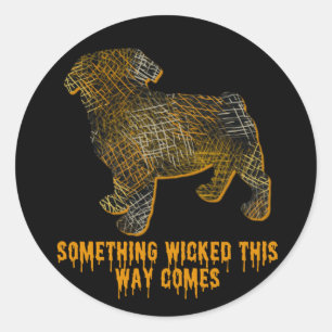 Pug Dog Silhouette Fun Halloween Ronde Sticker