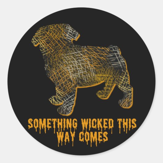 Pug Dog Silhouette Fun Halloween Ronde Sticker (Voorkant)