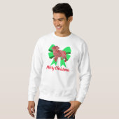Pug Dog Silhouette Green Bow Kerstmis Trui (Voorkant volledig)