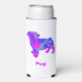 Pug Dog Silhouette Hot Pink & Blue Drinken Seltzer Blikjeskoeler (Seltzer Voorkant)