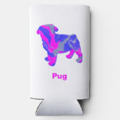 Pug Dog Silhouette Hot Pink & Blue Drinken Seltzer Blikjeskoeler (Achterkant)
