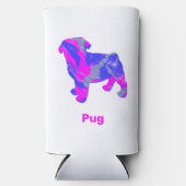 Pug Dog Silhouette Hot Pink & Blue Drinken Seltzer Blikjeskoeler (Voorkant)