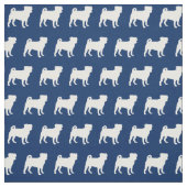 Pug Dog Silhouette Pet Navy Blue Stof (Swatch)