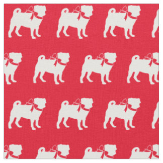 Pug Dog Silhouette Pet Red Stof