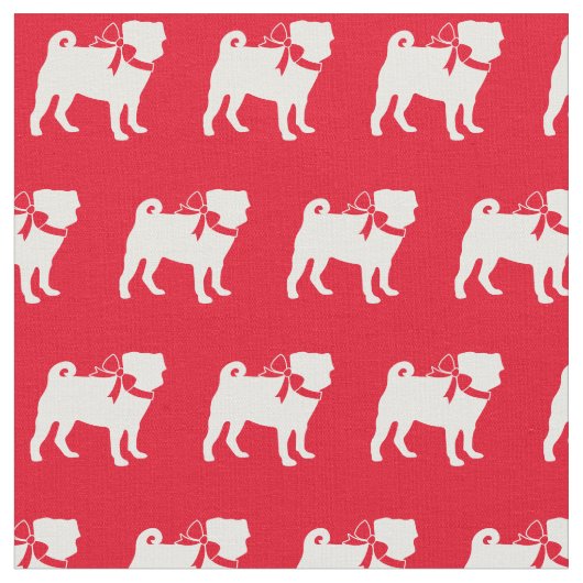 Pug Dog Silhouette Pet Red Stof (Close Up)