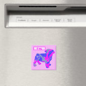 Pug Dog Silhouette Pink & Blue Silhouette Magneet (Insitu (Vaatwasser))