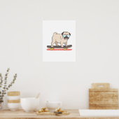 Pug Dog Skater Skateboarding Funny Gifts Poster (Keuken)