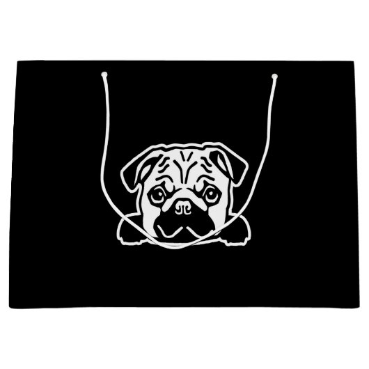 Pug Dog Sketch Portrait Groot Cadeauzakje (Voorkant)
