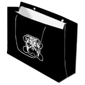Pug Dog Sketch Portrait Groot Cadeauzakje (Voorkant Gekanteld)
