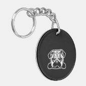 Pug Dog Sketch Portrait Sleutelhanger (Voorkant Links)