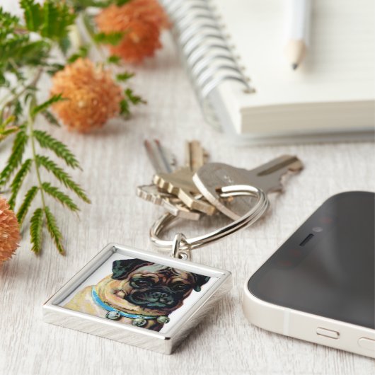 Pug Dog  Sleutelhanger (Zijkant)