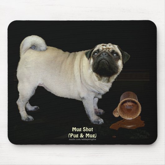 Pug Dog & Spilling Mok Pet-liefhebbers Mousepad Muismat (Voorkant)