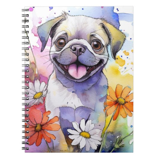 Pug Dog Spiral Notitieboek (Voorkant)
