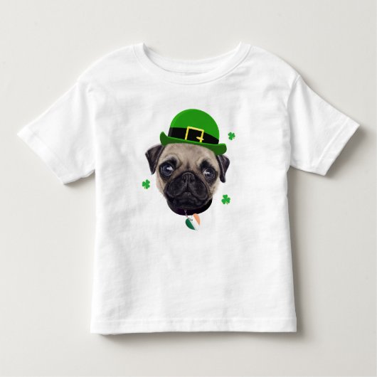 Pug Dog St Patrick's Day Irish Flag Kinder Shirts (Voorkant)