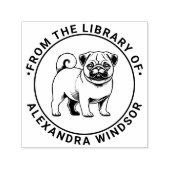 Pug Dog Standing Library Boeknaam Zelfinktende Stempel (Design)