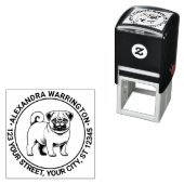 Pug Dog Standing Name Retouradres Zelfinktende Stempel (In situ)