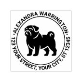 Pug Dog Standing Silhouette Naam Retour Adres Zelfinktende Stempel (Design)
