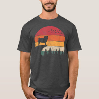 Pug Dog Sunset Retro Style for Men Women  T-shirt