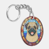 Pug Dog Theme Artsy Auto of Huis Sleutelhangers (Voorkant Links)