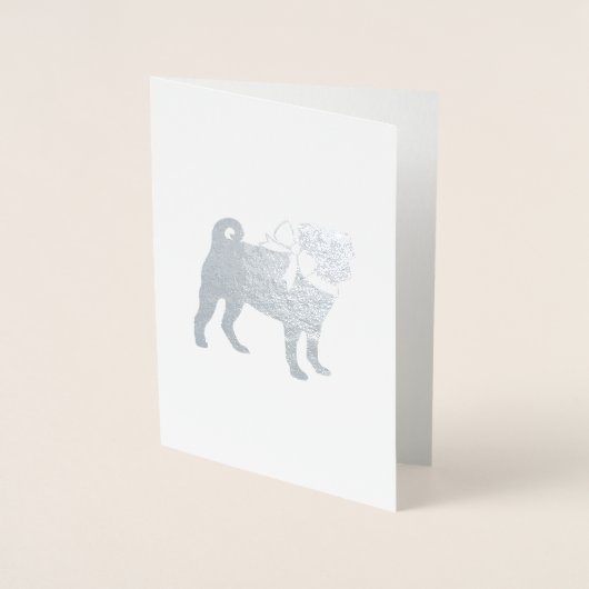 Pug Dog Theme Part Celebration - Silver Folie Kaarten (Voorkant)