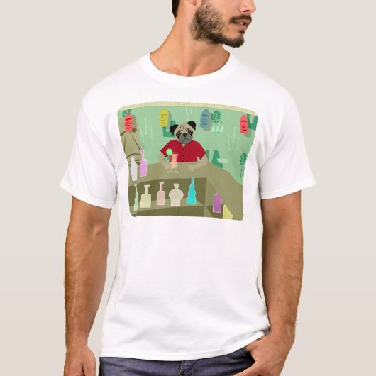 Pug Dog Tiki Bar T-shirt (Voorkant)