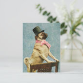Pug Dog Tophat Briefkaart (Staand voorkant)