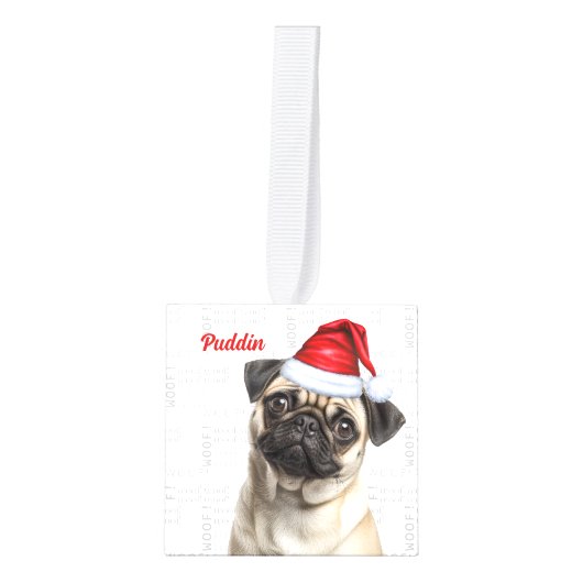 Pug Dog Two Photo Christmas Holiday Decoratie (Voorkant)