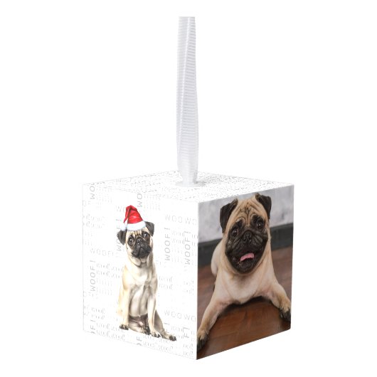 Pug Dog Two Photo Christmas Holiday Decoratie (Achter hoekig)