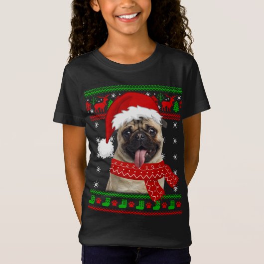 Pug Dog Ugly Sweater Kerstpuppy Hondenliefhebber T-shirt (Voorkant)