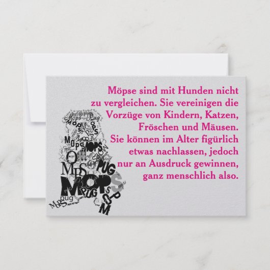 Pug Dog Uitnodigingen (Voorkant)