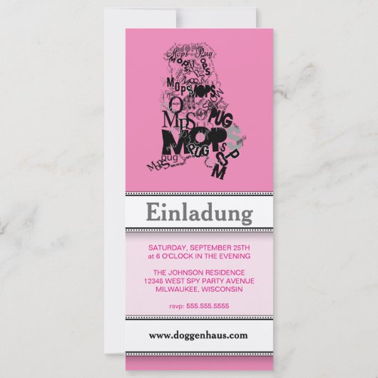 Pug Dog Uitnodigingen (Achterkant)
