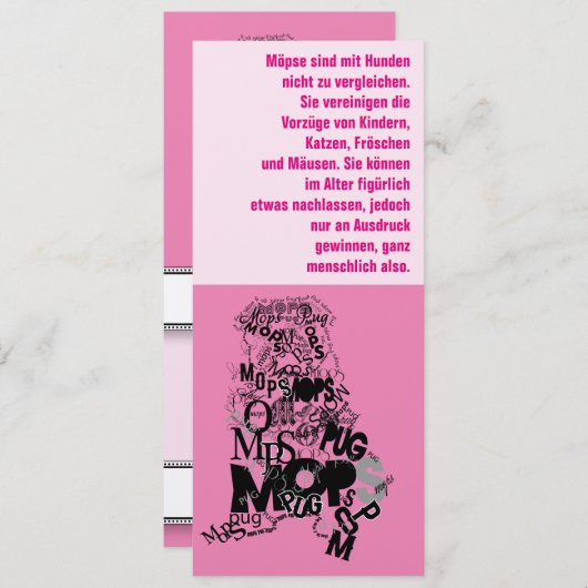 Pug Dog Uitnodigingen (Voorkant / Achterkant)