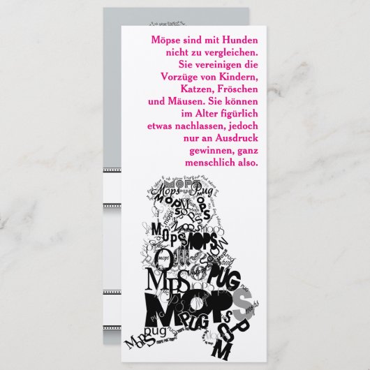 Pug Dog Uitnodigingen (Voorkant / Achterkant)