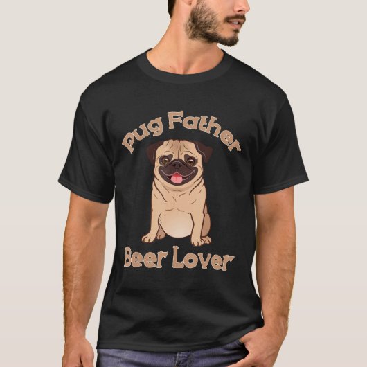Pug Dog Vader Bierliefhebber Shirt Hondenliefhebbe (Voorkant)