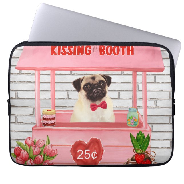 Pug Dog Valentijnsdag Kissing Booth Laptop Sleeve (Voorkant)