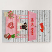 Pug Dog Valentijnsdag Kissing Booth Legpuzzel (Horizontaal)