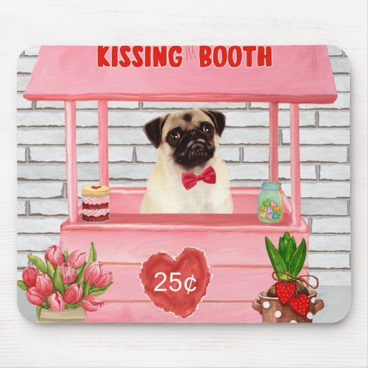 Pug Dog Valentijnsdag Kissing Booth Muismat (Voorkant)