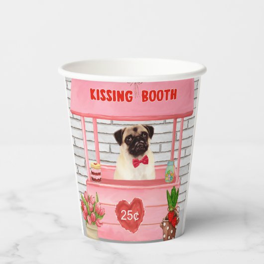 Pug Dog Valentijnsdag Kissing Booth Papieren Bekers (Achterkant)