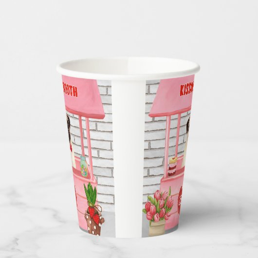 Pug Dog Valentijnsdag Kissing Booth Papieren Bekers (Links)