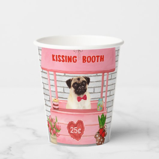 Pug Dog Valentijnsdag Kissing Booth Papieren Bekers (Voorkant)