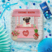 Pug Dog Valentijnsdag Kissing Booth Papieren Bordje (Feest)