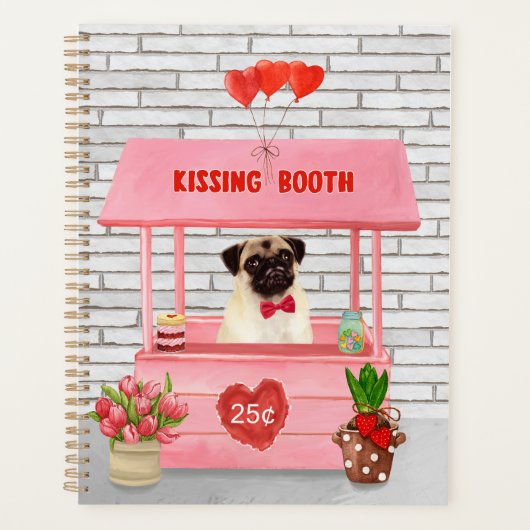 Pug Dog Valentijnsdag Kissing Booth Planner (Voorkant)