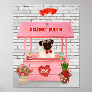 Pug Dog Valentijnsdag Kissing Booth Poster
