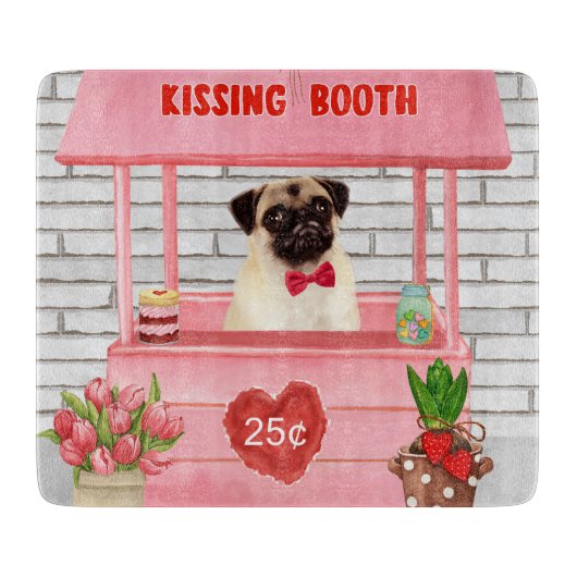Pug Dog Valentijnsdag Kissing Booth Snijplank (Voorkant)