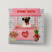 Pug Dog Valentijnsdag Kissing Booth Vierkante Button 5,1 Cm (Voorkant)