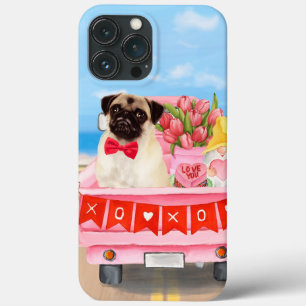 Pug Dog Valentijnsdag Truck Hearts Case-Mate iPhone Case