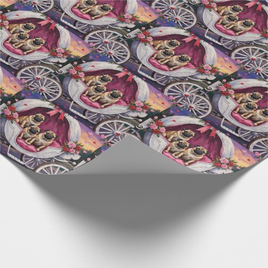 Pug Dog Valentine's Day Cadeaupapier (Hoek)