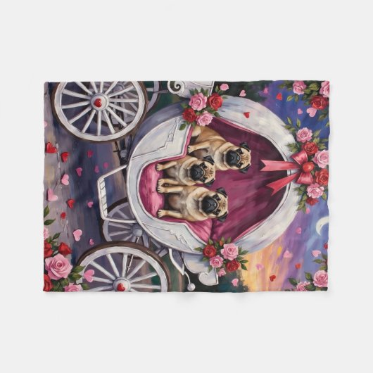 Pug Dog Valentine's Day Fleece Deken (Voorkant (Horizontaal))