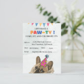 Pug Dog Verjaardagsfeestje Puppy Paw-ty Verjaardag Briefkaart (Staand voorkant)